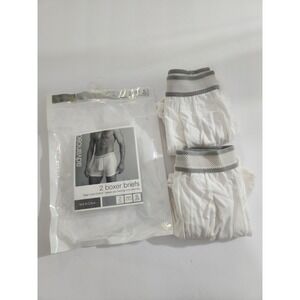 Merona Boxer Briefs White Advanced Real Cool‎ Cotton 2 Pack Size S 28-30